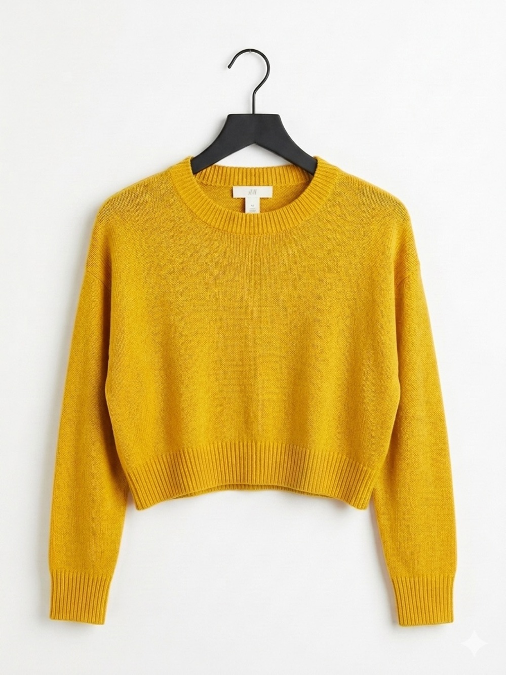 H&M Divided Line Golden Yellow Crewneck Cropped Sweater